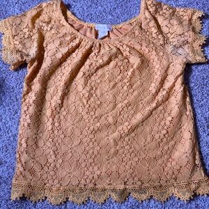 Elegant Lace Blouse in Peach by [Brand]
